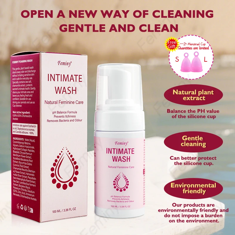 100ml Feminine Vaginal Intimate Wash PH Banlance Menstrual Disc Cleaner Unscented Yoni Foaming Wash for Silicone Period Cup
100ml Feminine Vaginal Intimate Wash PH Banlance Menstrual Disc Cleaner Unscented Yoni Foaming Wash for Silicone Period Cup