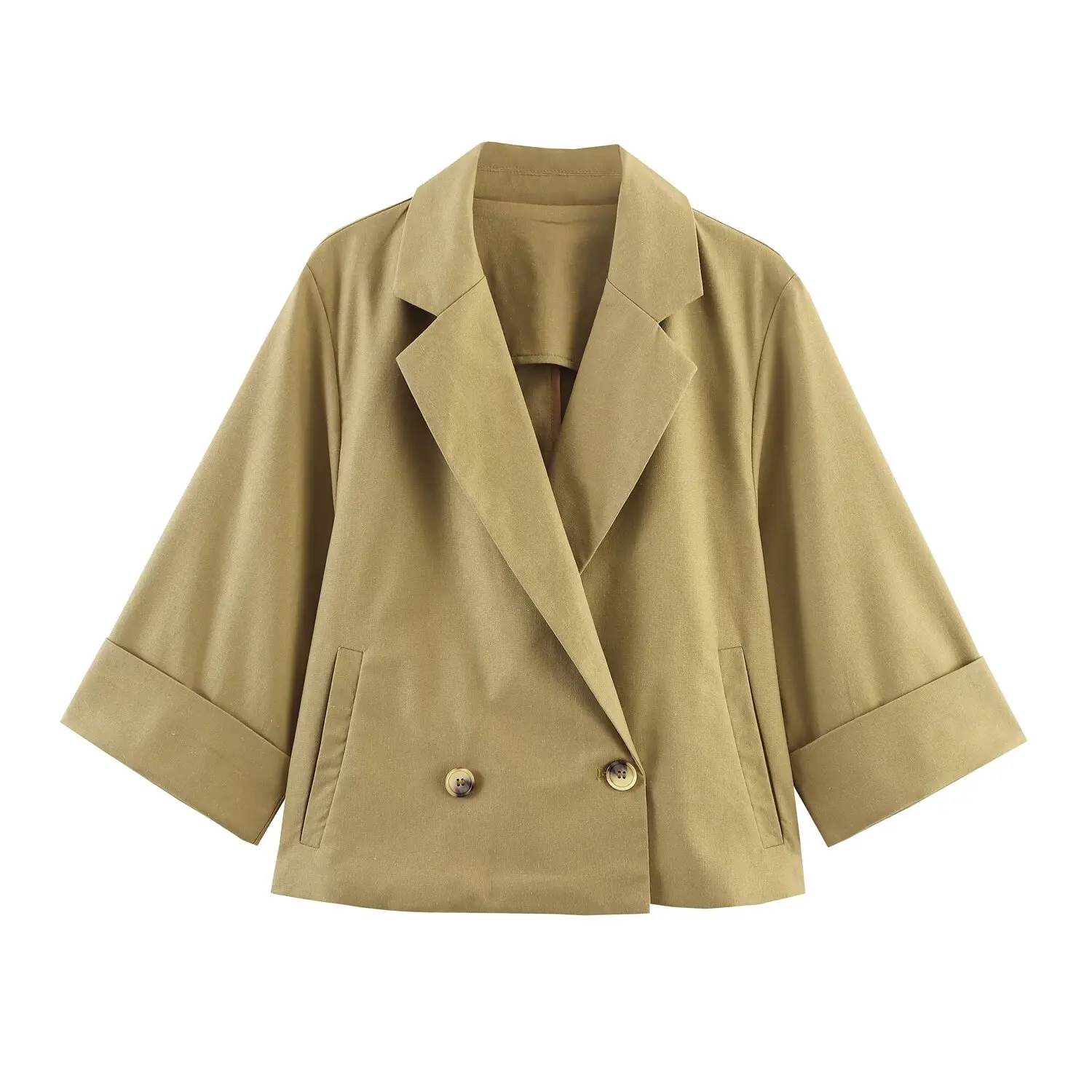 2025 New Women's Clothing European and American Style Fashion Loose Linen Blended Short Double-Breasted Thin Jacket
2025 New Women's Clothing European and American Style Fashion Loose Linen Blended Short Double-Breasted Thin Jacket