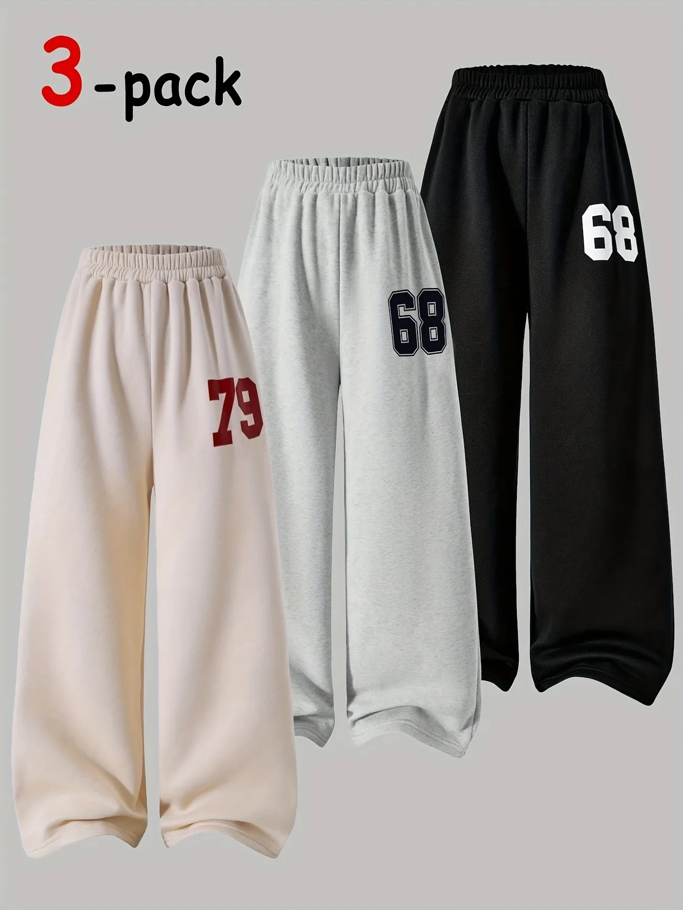 3-Pack Kids Girls Number Graphic Elastic Waist Baggy Wide Leg Sweatpants Casual Sport Daily Trousers
3-Pack Kids Girls Number Graphic Elastic Waist Baggy Wide Leg Sweatpants Casual Sport Daily Trousers