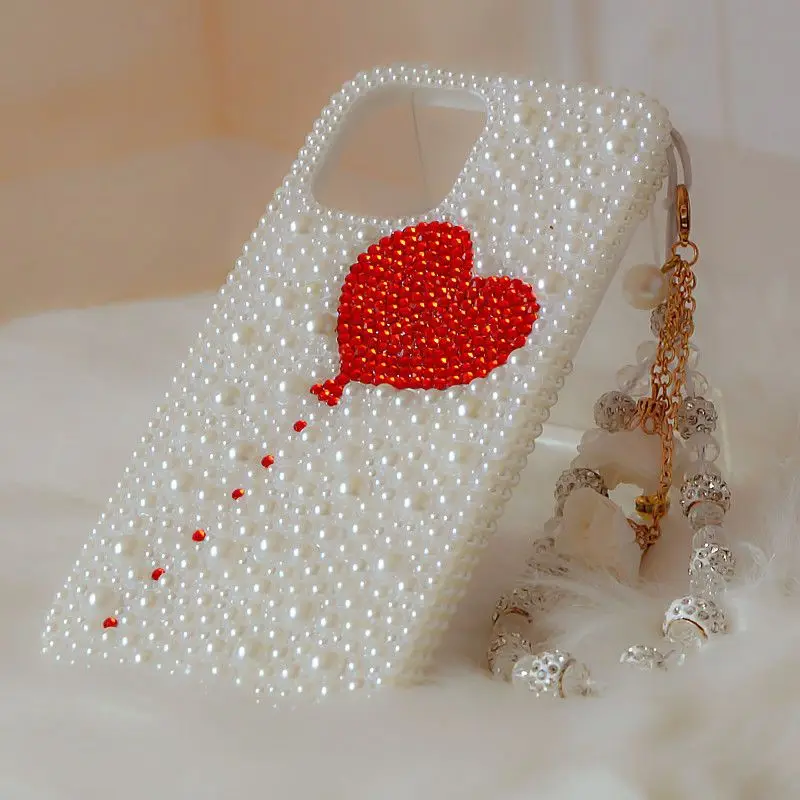 White Rhinestone Heart shaped Phone Case for iPhone 15 Pro Max 14 13 12 11 XSMax with Hanging Chain Girl Phone Back Cover
White Rhinestone Heart shaped Phone Case for iPhone 15 Pro Max 14 13 12 11 XSMax with Hanging Chain Girl Phone Back Cover