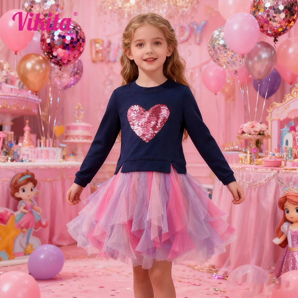 VIKITA Girls Hoodies Dress Kids Heart Shape Flipable Sequined Appliqued Patchwork Dress Girls Tulle Mesh Layered Tutu Dresses
VIKITA Girls Hoodies Dress Kids Heart Shape Flipable Sequined Appliqued Patchwork Dress Girls Tulle Mesh Layered Tutu Dresses