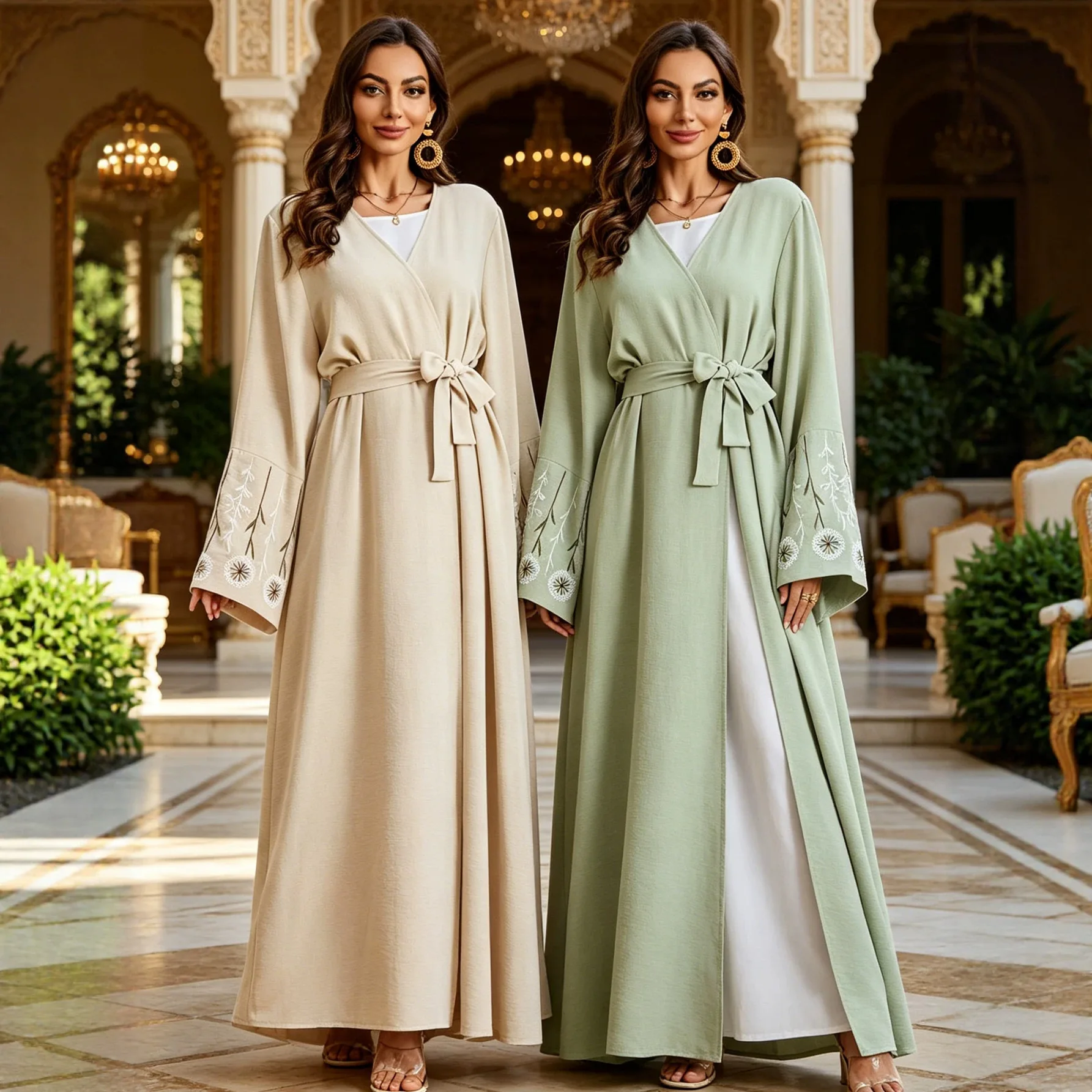 Long Dress, Fashionable And Elegant, With Cardigan, Belt, Embroidered Dress, And Matching Headscarf Dubai Luxury Islam Elegant
Long Dress, Fashionable And Elegant, With Cardigan, Belt, Embroidered Dress, And Matching Headscarf Dubai Luxury Islam Elegant