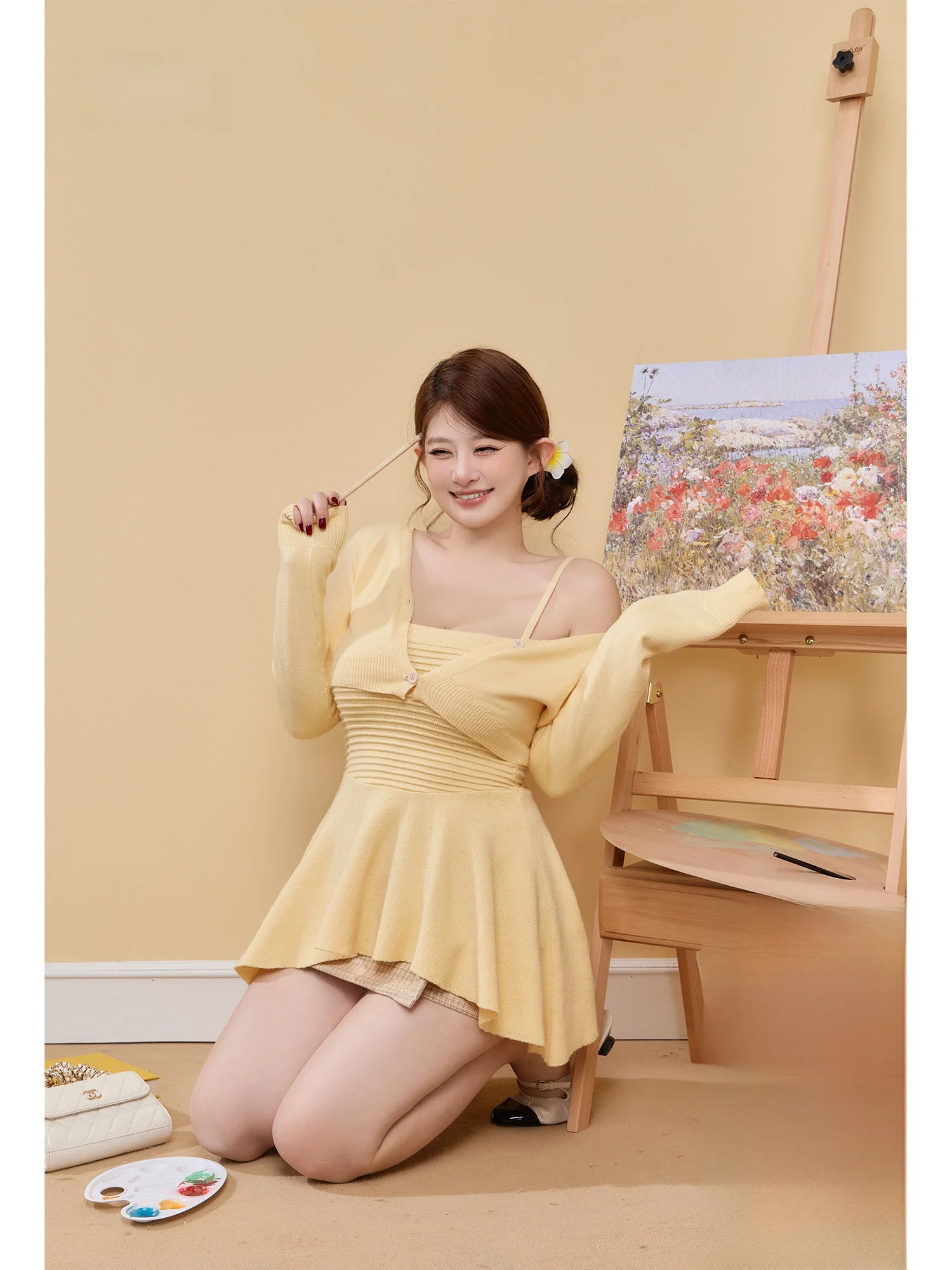 Chic Yellow Knitted Dress And Top Set Women's Fashion Spring Collection High Waist Short Length Long Sleeve Two Piece Suit
Chic Yellow Knitted Dress And Top Set Women's Fashion Spring Collection High Waist Short Length Long Sleeve Two Piece Suit