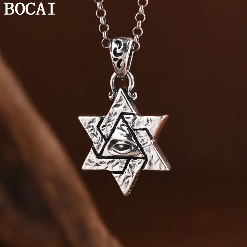 BOCAI NEW S925 Pure Silver Retro Personality Eyes Hexagonal Star Pendant
BOCAI NEW S925 Pure Silver Retro Personality Eyes Hexagonal Star Pendant