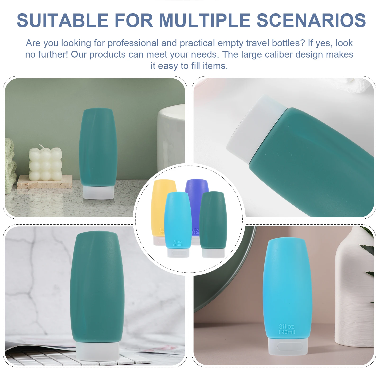 4pcs Travel Liquid Container Mini Bottles Refillable Silicone Dispensing Bottle Set Portable Toiletry Containers Leak Proof
4pcs Travel Liquid Container Mini Bottles Refillable Silicone Dispensing Bottle Set Portable Toiletry Containers Leak Proof