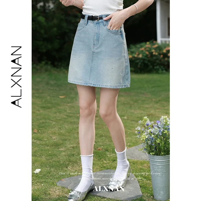 ALXNAN Rhinestone Denim Skirt Women Light Blue High Waist Summer New A-line Hip Wrap Mini Skirt 2026 Elegant Short Skirts L65050
ALXNAN Rhinestone Denim Skirt Women Light Blue High Waist Summer New A-line Hip Wrap Mini Skirt 2026 Elegant Short Skirts L65050