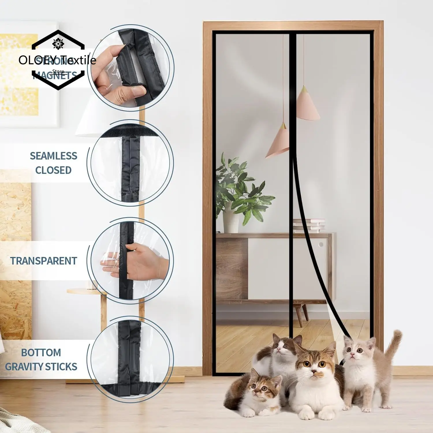 Magnetic Screen Door, Black Heavy Duty Mesh Curtain with Magnetic Closure, Bug Screen for Doorway 
Magnetic Screen Door, Black Heavy Duty Mesh Curtain with Magnetic Closure, Bug Screen for Doorway