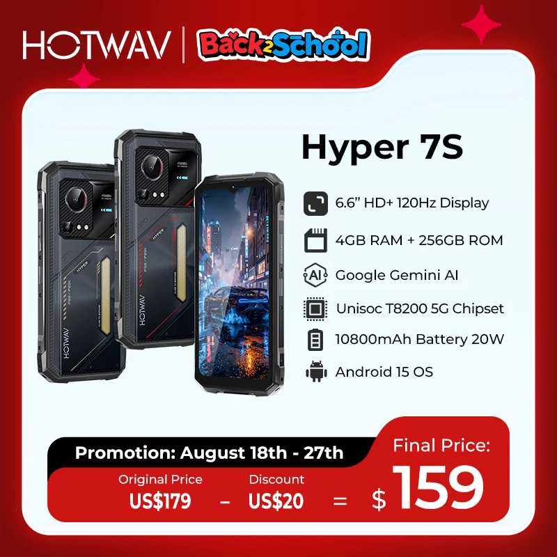 Прочный телефон HOTWAV Hyper 7S, Android 15, 10800 мАч, 20 Вт, мобильный телефон, глобальная версия 5G, 4 ГБ, 256 ГБ, смартфон, 6,6 дюйма, 120 Гц, мобильный телефон
Прочный телефон HOTWAV Hyper 7S, Android 15, 10800 мАч, 20 Вт, мобильный телефон, глобальная версия 5G, 4 ГБ, 256 ГБ, смартфон, 6,6 дюйма, 120 Гц, мобильный телефон