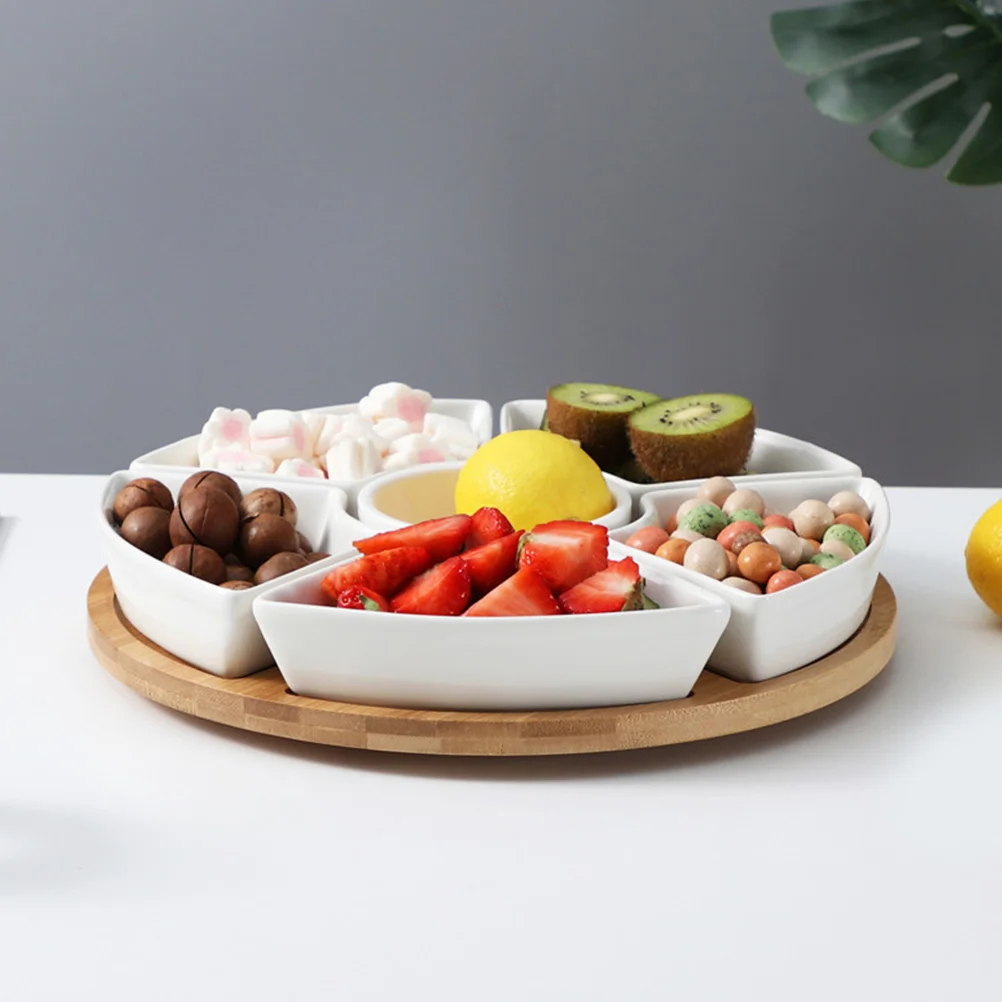 1Set Divided Snack Tray Ceramic Plate with Dividers Large Capacity Bamboo Serving Platter Multi-Compartment Food Holder for Home
1Set Divided Snack Tray Ceramic Plate with Dividers Large Capacity Bamboo Serving Platter Multi-Compartment Food Holder for Home