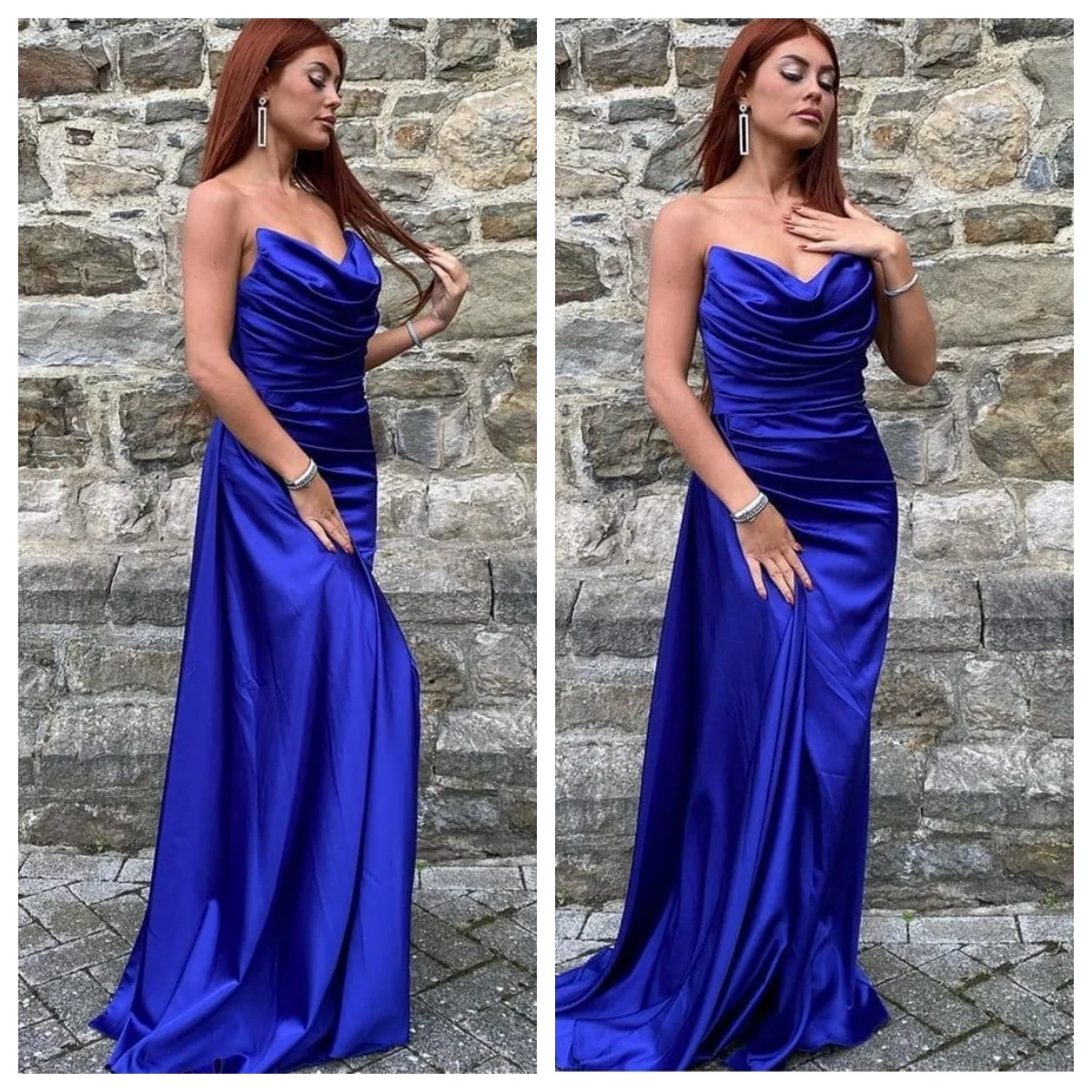 Customized Exquisite Blue Satin Sexy Strapless Sleeveless Prom Gowns Delicate Straight Panel Train Ruched Special Occasion Gowns
Customized Exquisite Blue Satin Sexy Strapless Sleeveless Prom Gowns Delicate Straight Panel Train Ruched Special Occasion Gowns