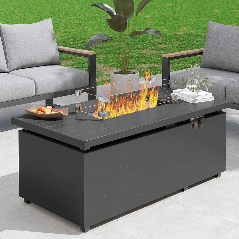 Gray 51 Rectangular Propane Fire Pit Table with 50,000 BTU, CSA Certified, Sliding Tank Holder, Glass Wind Guard, Removable Lid
Gray 51 Rectangular Propane Fire Pit Table with 50,000 BTU, CSA Certified, Sliding Tank Holder, Glass Wind Guard, Removable Lid