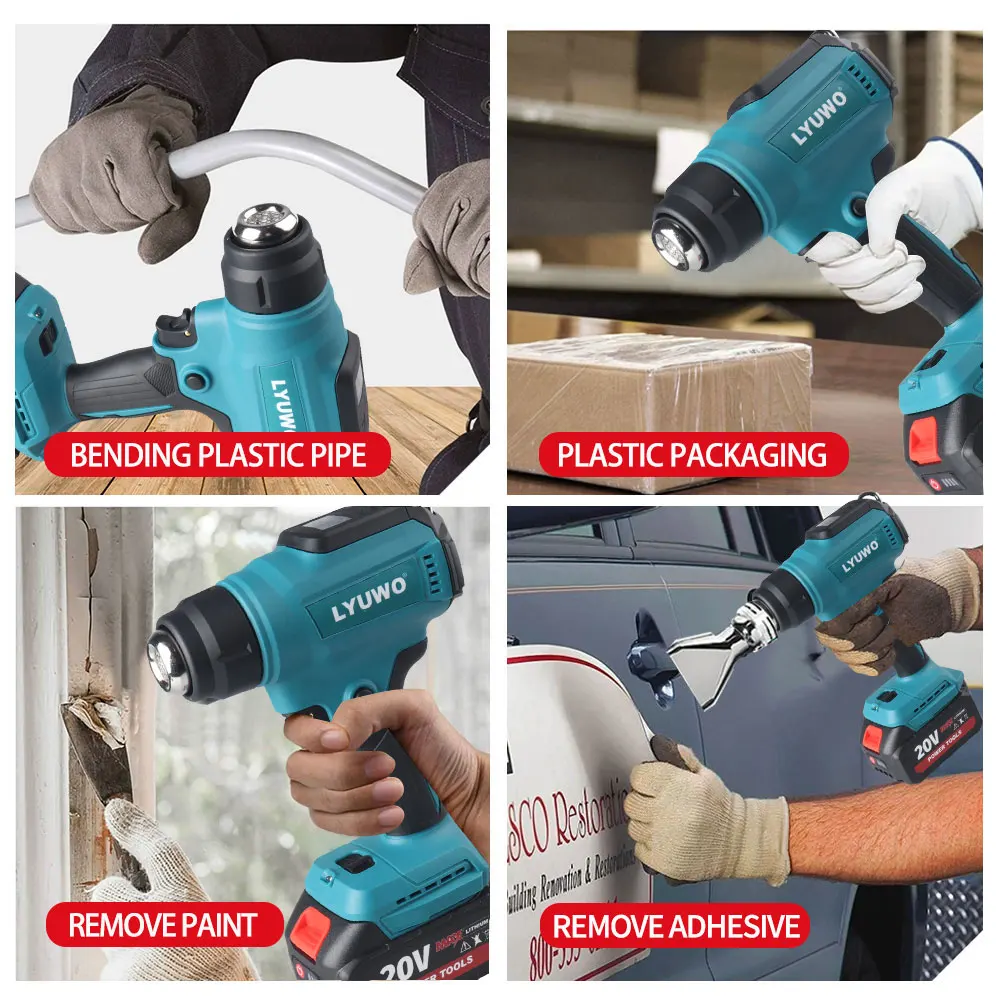 21V Portable Heat Gun with Adjustable Temperature and Rechargeable Wireless Function , Power Tools For 18V Makita Battery
21V Portable Heat Gun with Adjustable Temperature and Rechargeable Wireless Function , Power Tools For 18V Makita Battery