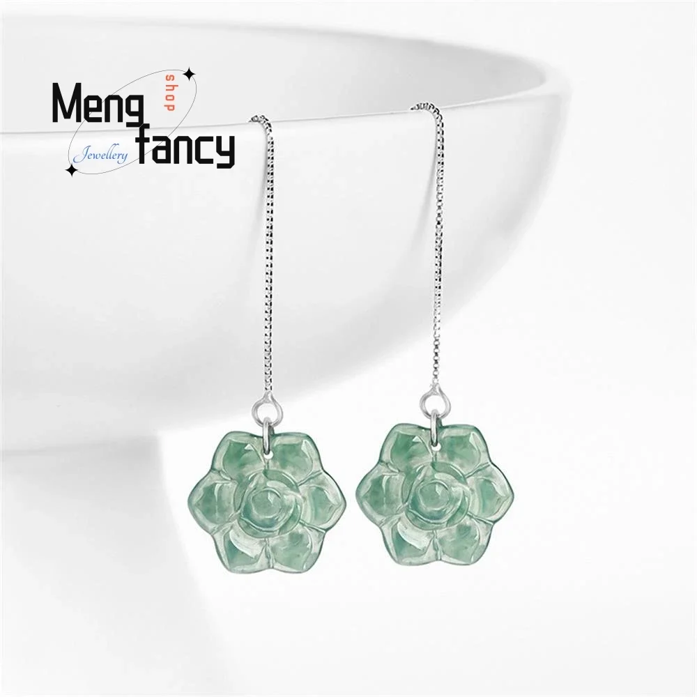 Natural A-goods Jadeite Blue Water Rose S925 Silver With Ice Jade Earwires Simple Exquisite Elegant Charm Luxury Fashion Jewelry
Natural A-goods Jadeite Blue Water Rose S925 Silver With Ice Jade Earwires Simple Exquisite Elegant Charm Luxury Fashion Jewelry