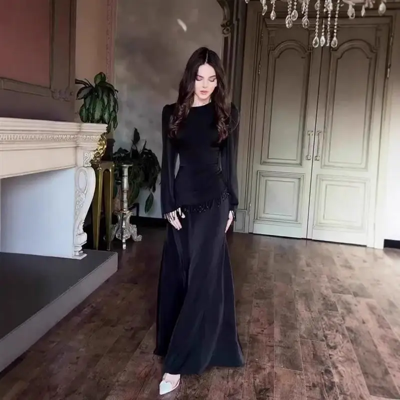 Retro Luxury Elegant Long Sleeve Dress Simple Design Autumn New Arrival Citywalk round Neckline Midi Dress Three-acetate Fiber
Retro Luxury Elegant Long Sleeve Dress Simple Design Autumn New Arrival Citywalk round Neckline Midi Dress Three-acetate Fiber