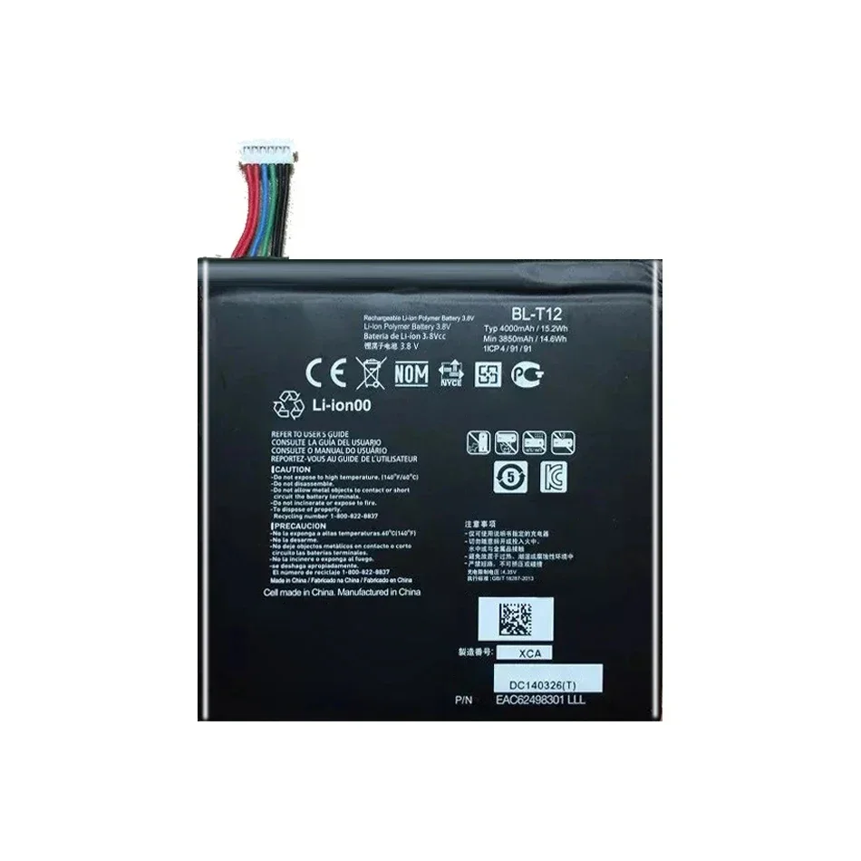 4000mAh For LG G Pad 7.0 V400 V410 BL-T12 Long-Lasting Performance Tablet Battery
4000mAh For LG G Pad 7.0 V400 V410 BL-T12 Long-Lasting Performance Tablet Battery