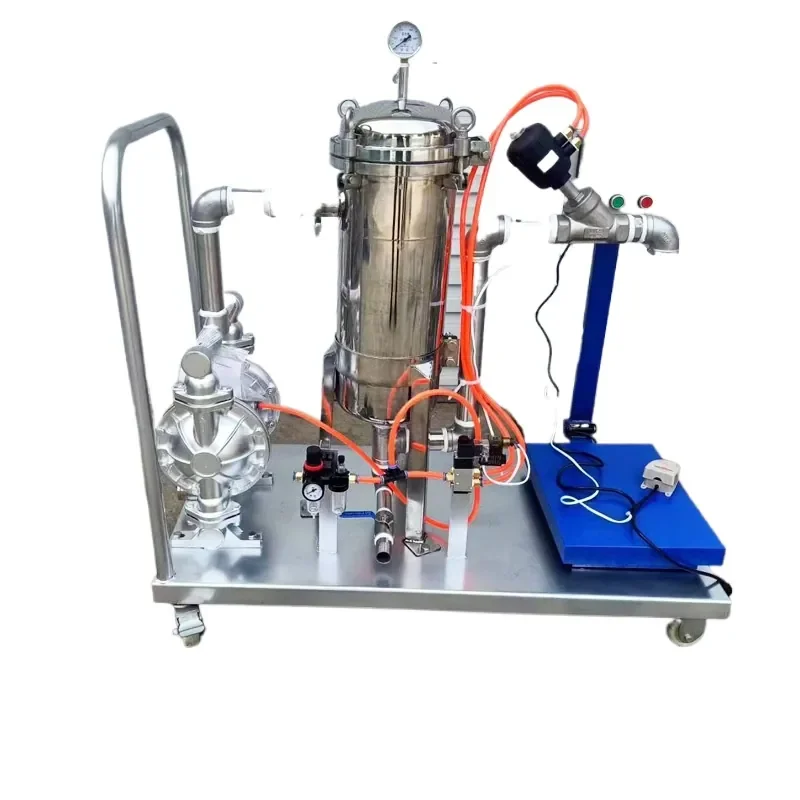 Small Bag Filter Machine Mobile Filtration and Weighing Machine for Ink Sludge Paint Juice Liquid Filtration Equipment
Small Bag Filter Machine Mobile Filtration and Weighing Machine for Ink Sludge Paint Juice Liquid Filtration Equipment