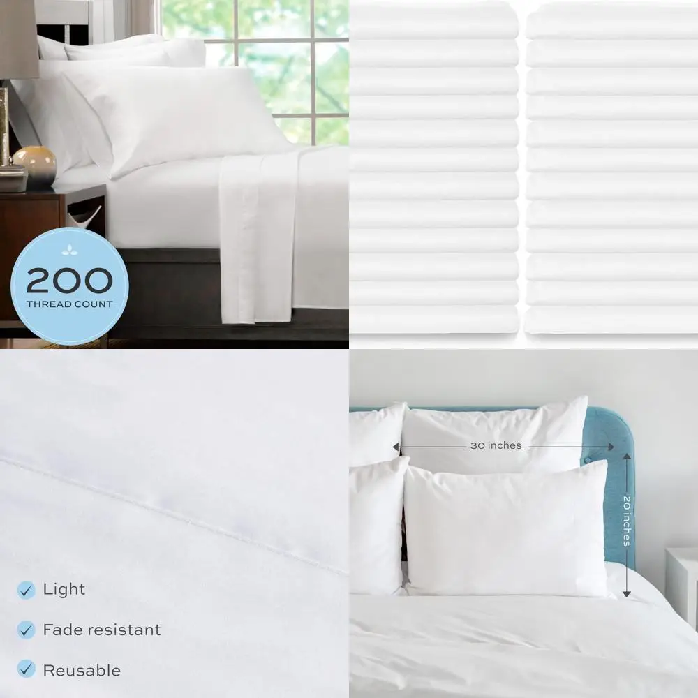 Set of 24 Standard 20x30 Inch Cotton Pillowcases, Heavy T-180 Thread Count, Double Stitched for Durability
Set of 24 Standard 20x30 Inch Cotton Pillowcases, Heavy T-180 Thread Count, Double Stitched for Durability