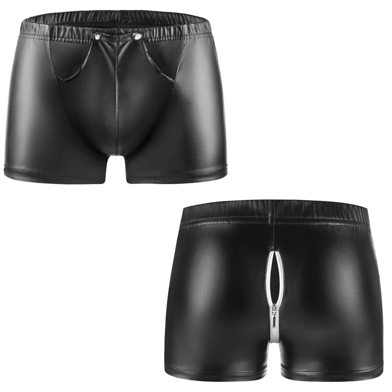 Men's Bar and Nightclub Sexy Black Shiny Faux PU Leather Convex Pouch Boxer Short Zipper Back Crotch Boxers Trunks Tight Pantes
Men's Bar and Nightclub Sexy Black Shiny Faux PU Leather Convex Pouch Boxer Short Zipper Back Crotch Boxers Trunks Tight Pantes