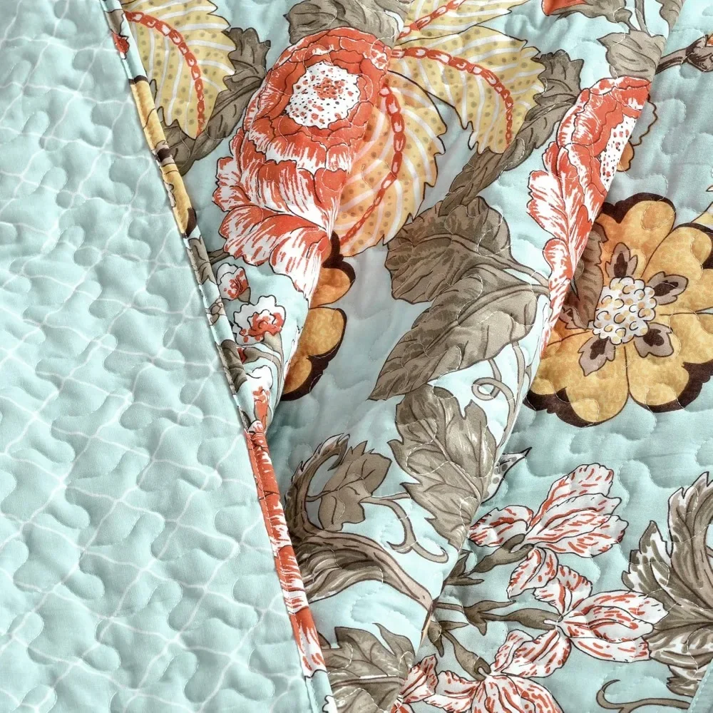 Sydney Floral Throw Blanket, 50" W x 60" L, Blue & Green - Colorful Quilted Cotton Blanket - Vintage Country Cottage Home Decor
Sydney Floral Throw Blanket, 50" W x 60" L, Blue & Green - Colorful Quilted Cotton Blanket - Vintage Country Cottage Home Decor