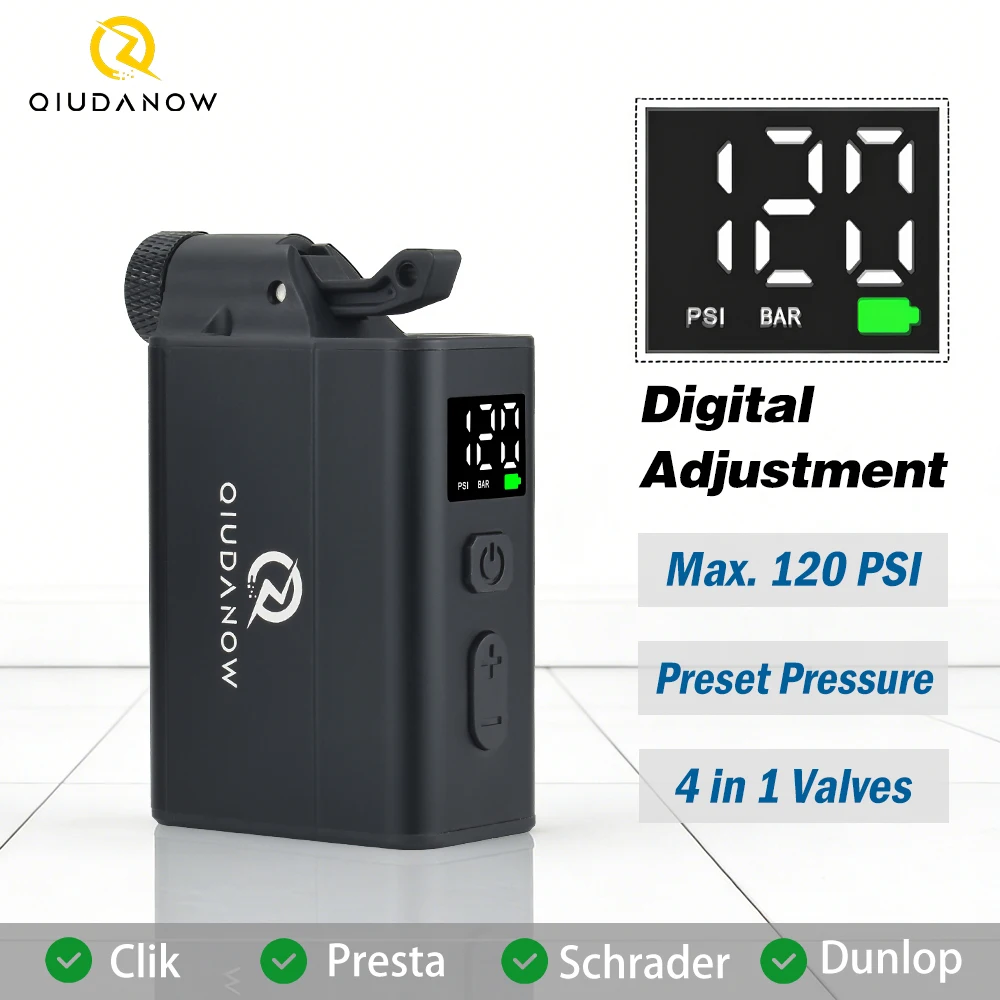 Smart Electric Bike Pump Portable Air Inflator with Digital Screen 120PSI Max Pressure for MTB Road Cycling fits Presta/Schrader
Smart Electric Bike Pump Portable Air Inflator with Digital Screen 120PSI Max Pressure for MTB Road Cycling fits Presta/Schrader