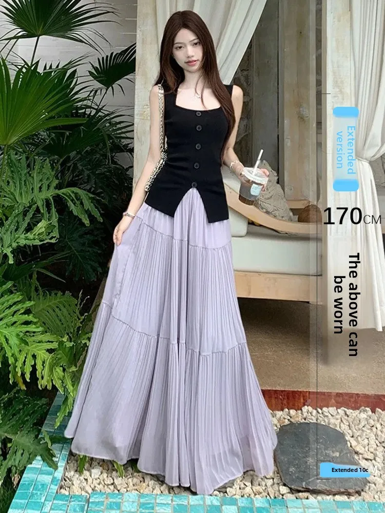 Женская летняя плиссированная юбка макси фиолетового цвета больших размеров, стройнящая, приталенная, А-силуэт, для офиса и повседневной носки
Женская летняя плиссированная юбка макси фиолетового цвета больших размеров, стройнящая, приталенная, А-силуэт, для офиса и повседневной носки