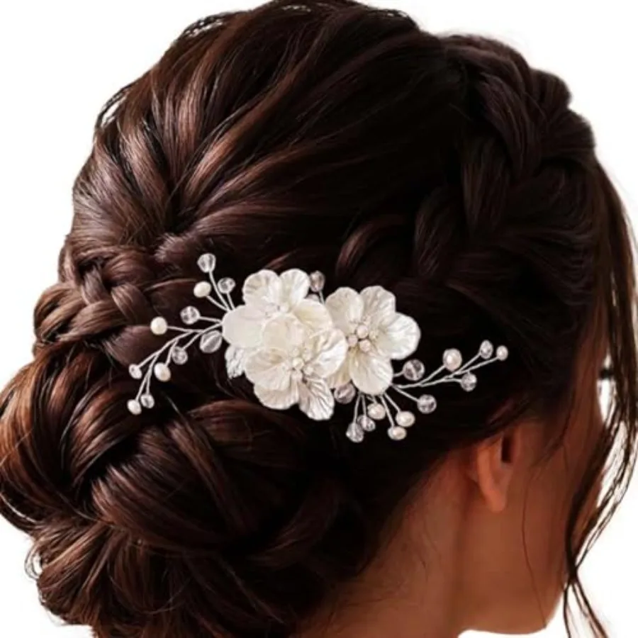Flower Hair Clip Silver Bridal Hair Accessories Wedding Hair Piece for Women
Flower Hair Clip Silver Bridal Hair Accessories Wedding Hair Piece for Women