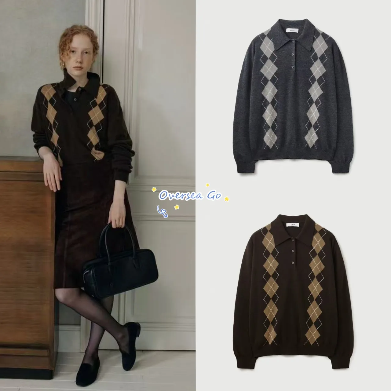 GED 2025 Autumn Winter New College Style Color Block Diamond Grid Long Sleeve Knitted Sweater Women's Collar Warm Thermal
GED 2025 Autumn Winter New College Style Color Block Diamond Grid Long Sleeve Knitted Sweater Women's Collar Warm Thermal