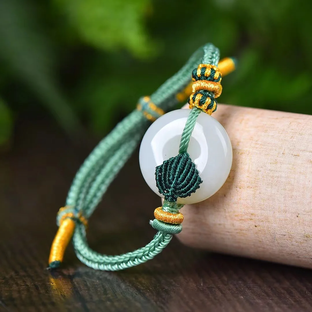 New Hetian Jade Hand-woven Peace and Security Buckle 21MM Bracelet Jewelry 2612-2#
New Hetian Jade Hand-woven Peace and Security Buckle 21MM Bracelet Jewelry 2612-2#