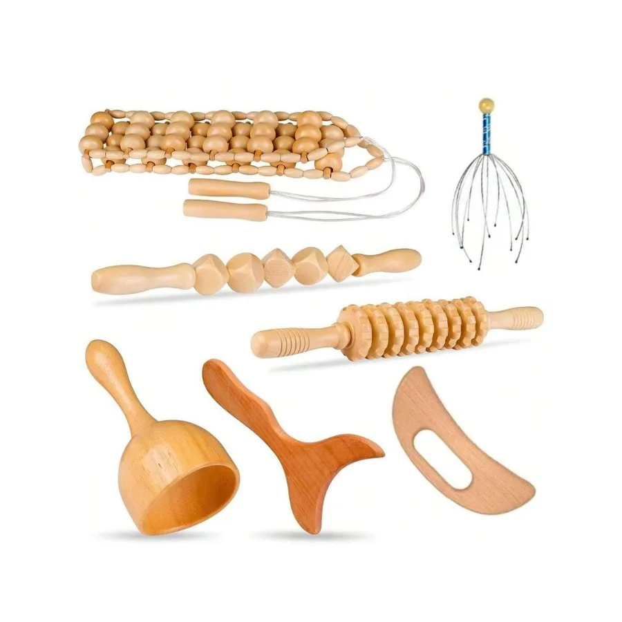 7-In-1 Wooden Massage Tool Set For Body Relaxation And Comfort
7-In-1 Wooden Massage Tool Set For Body Relaxation And Comfort