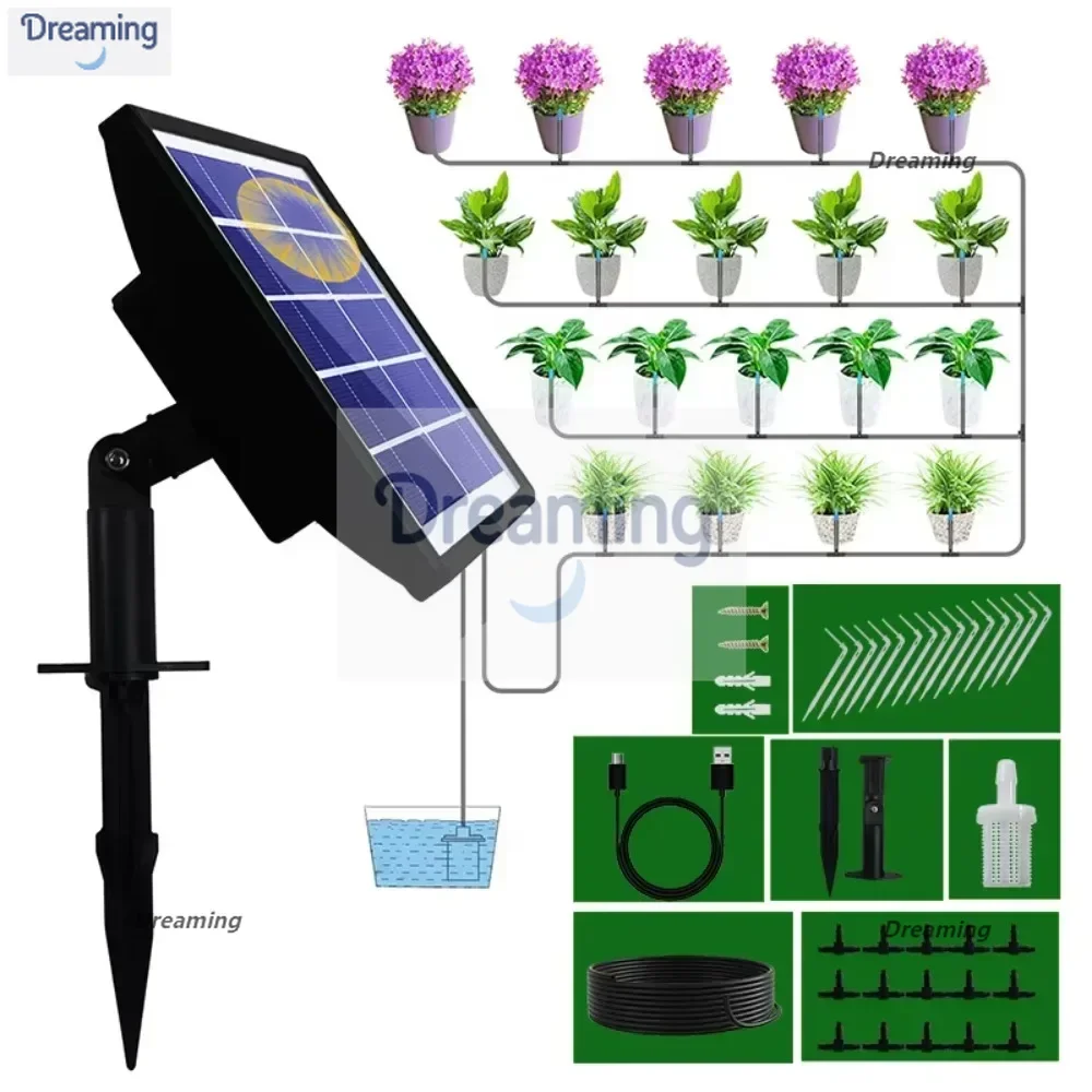 Solar Drip Irrigation Kit System with Timer Modes & Anti-Siphoning Device Solar Powered Indoor Outdoor Automatic Plant Waterer
Solar Drip Irrigation Kit System with Timer Modes & Anti-Siphoning Device Solar Powered Indoor Outdoor Automatic Plant Waterer