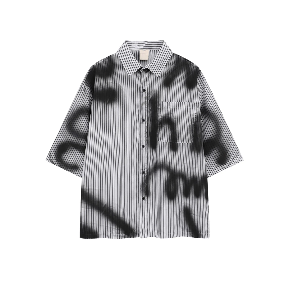 Oversized Mens Striped Shirts Streetwear Hip Hop Short Sleeve Shirt Men Harajuku Vintage Letter Graffiti Casual Blouse Male
Oversized Mens Striped Shirts Streetwear Hip Hop Short Sleeve Shirt Men Harajuku Vintage Letter Graffiti Casual Blouse Male