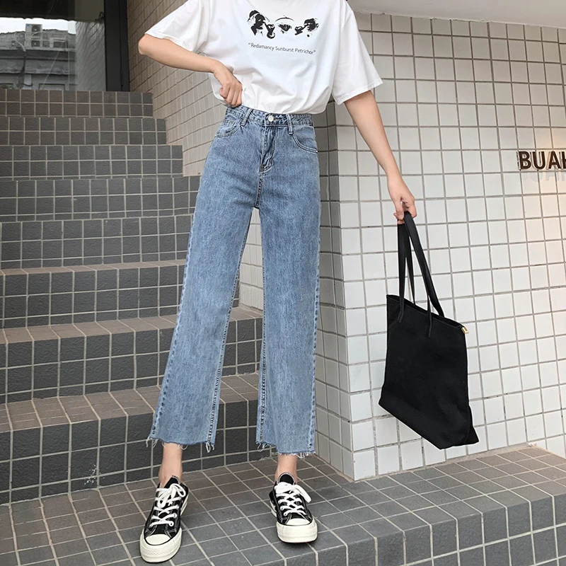 High Waist Straight Leg Denim Jeans Women Loose plus Size Big Code Slim Small Matched Wide Leg Jeans Spring Autumn Nine Points
High Waist Straight Leg Denim Jeans Women Loose plus Size Big Code Slim Small Matched Wide Leg Jeans Spring Autumn Nine Points
