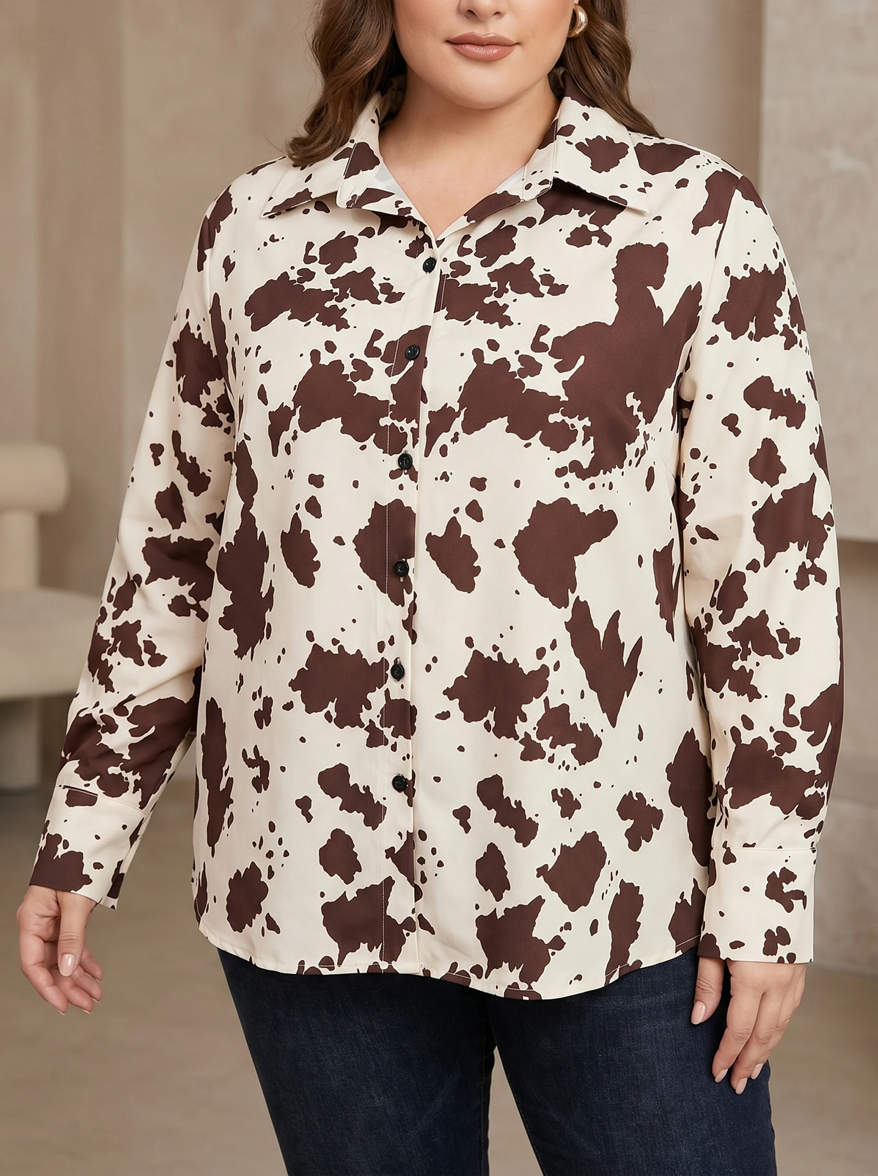 Gadinus Plus Size Cow Print Button Down Shirt for Women Long Sleeve Collared Casual Blouse Loose Fit Top
Gadinus Plus Size Cow Print Button Down Shirt for Women Long Sleeve Collared Casual Blouse Loose Fit Top