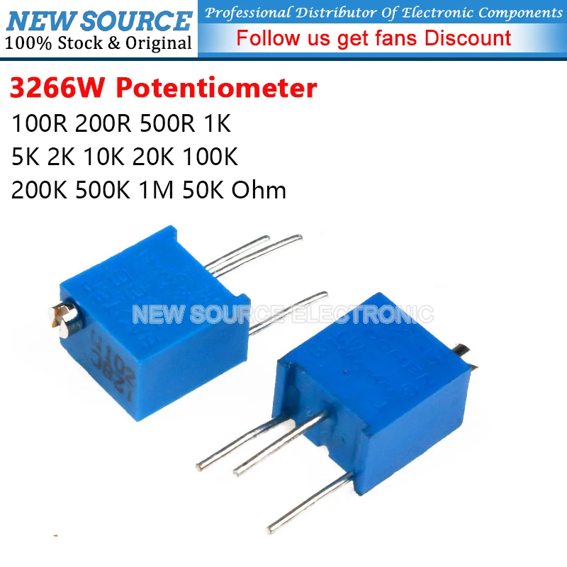 (10pcs) 3266W Potentiometer 100R 200R 500R 1K 5K 2K 10K 20K 100K 200K 500K 1M 50K Ohm 102 202 103 104 105 Potentiometer
(10pcs) 3266W Potentiometer 100R 200R 500R 1K 5K 2K 10K 20K 100K 200K 500K 1M 50K Ohm 102 202 103 104 105 Potentiometer