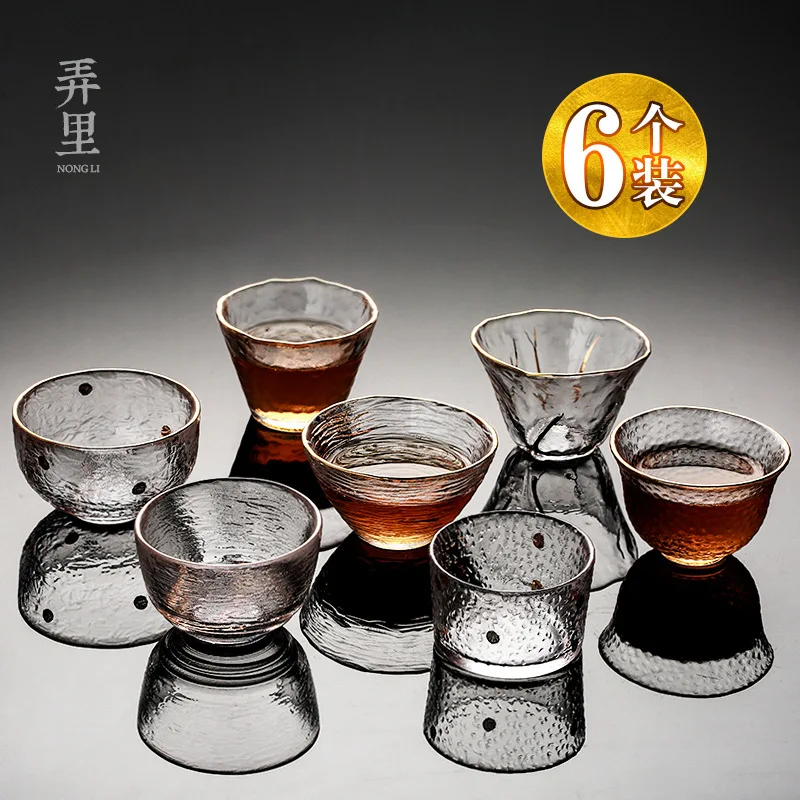 Japanese Style Hammer Pattern Crystal Transparent Hexagonal Tea Cup Kung Fu Tea Set Personal Glass Tea Tasting Cup Gold Painting
Japanese Style Hammer Pattern Crystal Transparent Hexagonal Tea Cup Kung Fu Tea Set Personal Glass Tea Tasting Cup Gold Painting