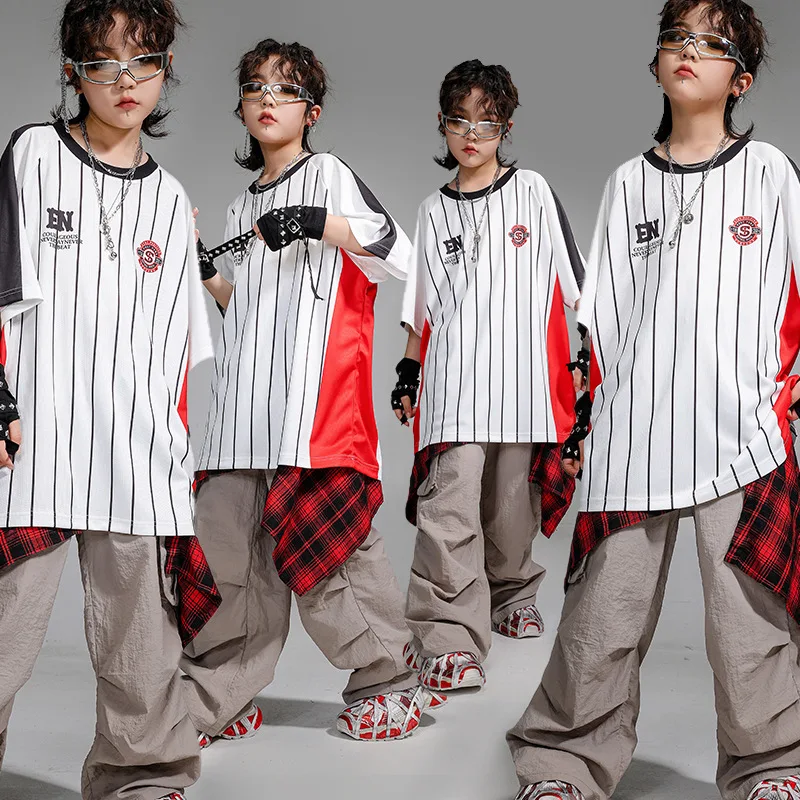 Kid Kpop Hip Hop Clothing White Striped T Shirt Top Gray Lightweight Casual Cargo Pants for Girl Boy Jazz Dance Costumes Clothes
Kid Kpop Hip Hop Clothing White Striped T Shirt Top Gray Lightweight Casual Cargo Pants for Girl Boy Jazz Dance Costumes Clothes