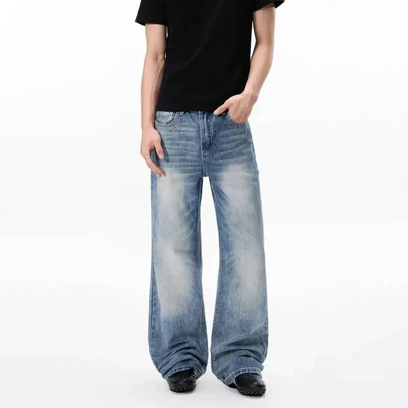 Vintage Washed Blue Men's Denim Long Pants Lightweight Summer Niche Loose Flared Jeans Cleanfit Casual Trousers 9X3646
Vintage Washed Blue Men's Denim Long Pants Lightweight Summer Niche Loose Flared Jeans Cleanfit Casual Trousers 9X3646