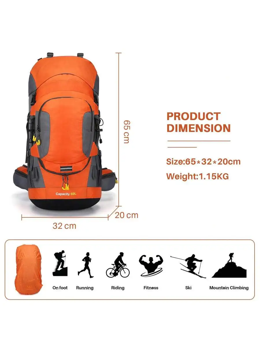 60L Waterproof Oxford Backpack For Hiking Camping Trekking Travel Outdoor
60L Waterproof Oxford Backpack For Hiking Camping Trekking Travel Outdoor