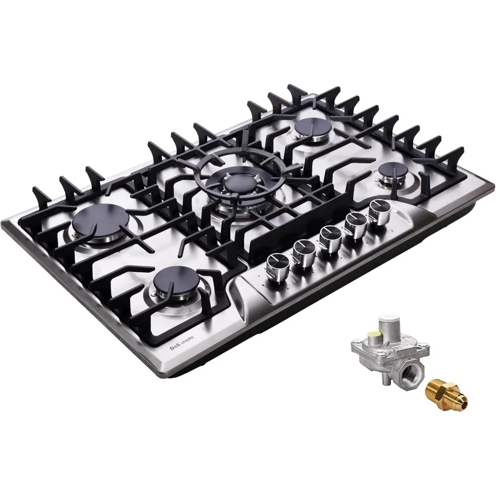 Gas Cooktop 30 Inch, Built-in 5 Burners Stainless Steel Gas Stovetop LPG/NG Convertible Gas Stove Top Dual Fuel Gas Hob DM5722
Gas Cooktop 30 Inch, Built-in 5 Burners Stainless Steel Gas Stovetop LPG/NG Convertible Gas Stove Top Dual Fuel Gas Hob DM5722
