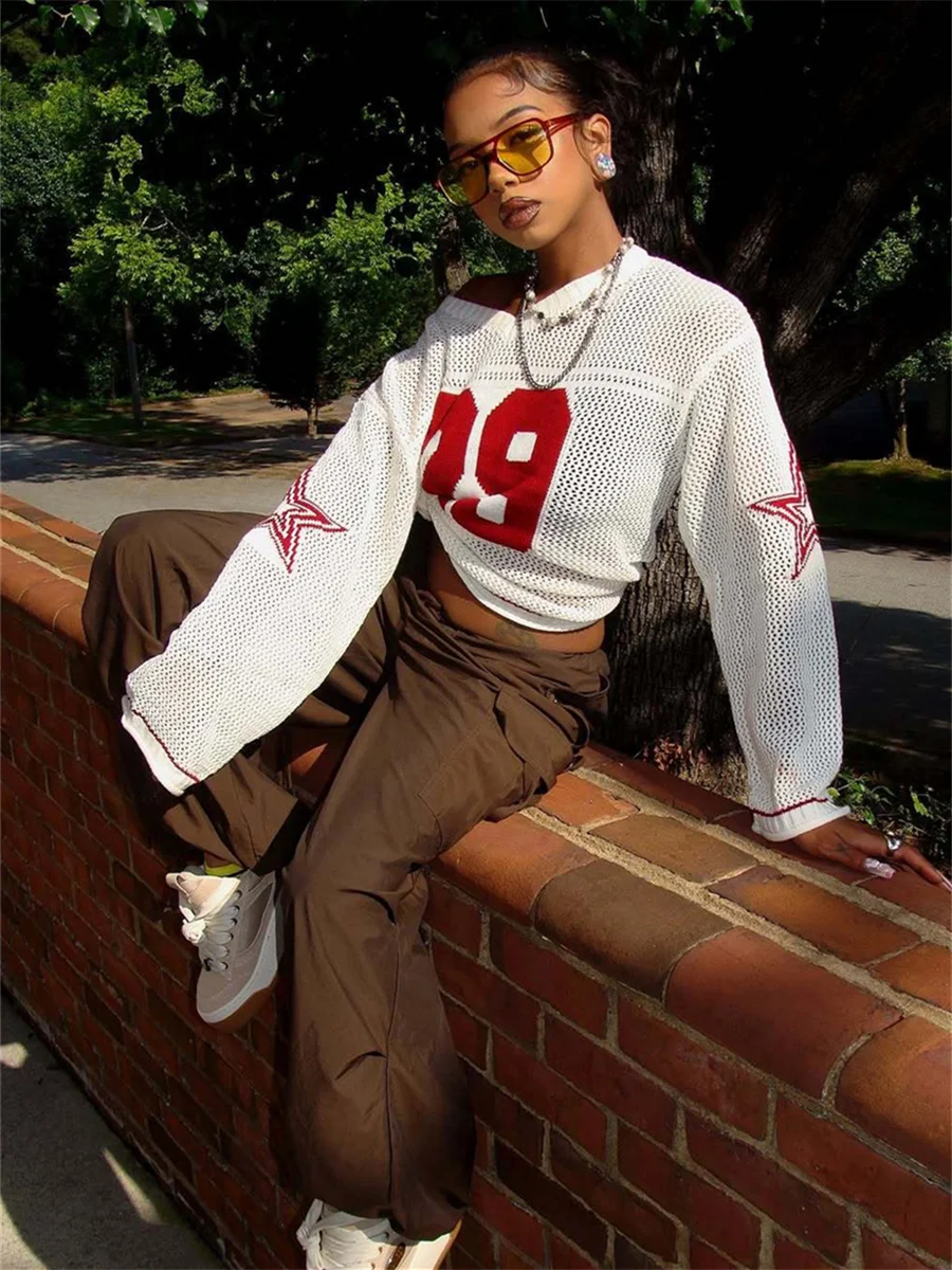 Kliou Casual Crochet T-Shirts Woman Autumn Trend Letter Print V-Neck Full Sleeve Street Fashion Sporty Style Classic Pullover
Kliou Casual Crochet T-Shirts Woman Autumn Trend Letter Print V-Neck Full Sleeve Street Fashion Sporty Style Classic Pullover