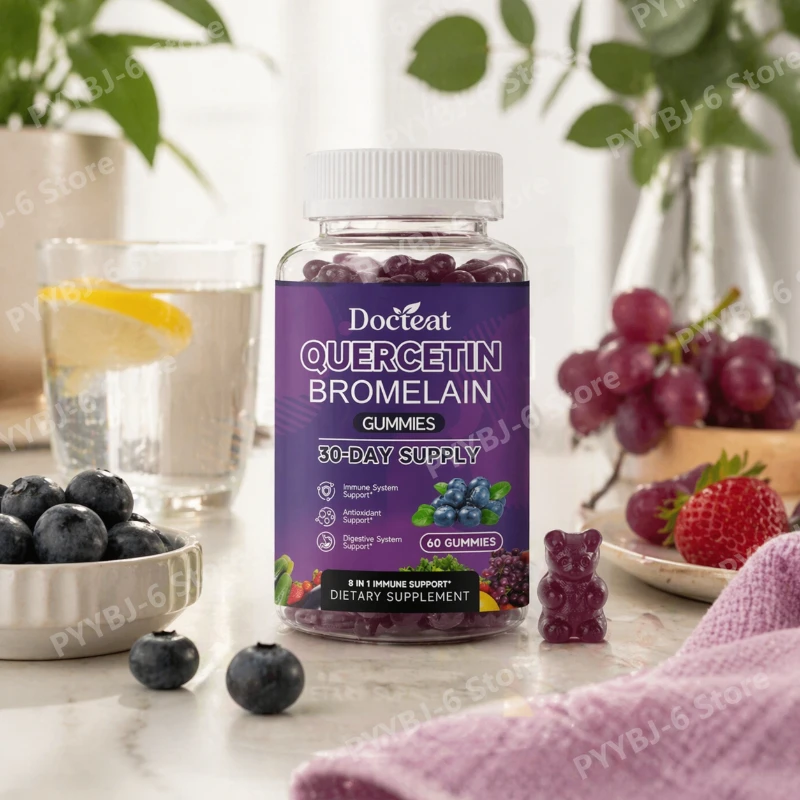 Quercetin Bromelain Gummies with VitaminC D3 Zinc Elderberry& Echinacea Immune& Antioxidant Support Dietary Supplement 60Gummies
Quercetin Bromelain Gummies with VitaminC D3 Zinc Elderberry& Echinacea Immune& Antioxidant Support Dietary Supplement 60Gummies