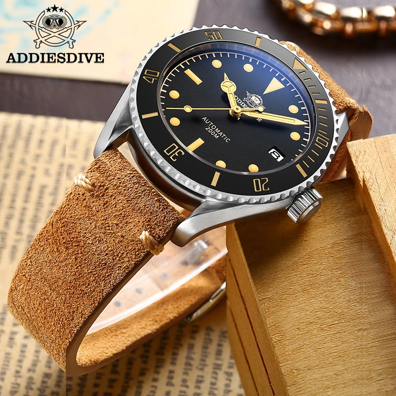 ADDIESDIVE Business Vintage Leather Men Automatic WristWatch European American NH35 Sapphire 200M Dive Mechanical Watches
ADDIESDIVE Business Vintage Leather Men Automatic WristWatch European American NH35 Sapphire 200M Dive Mechanical Watches