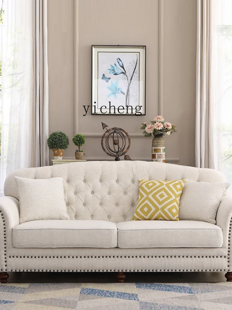 Country Style Fabric Sofa Small Apartment Cotton Linen Pull Nest Buckle Living Room Three-Seat Combination Furniture
Country Style Fabric Sofa Small Apartment Cotton Linen Pull Nest Buckle Living Room Three-Seat Combination Furniture