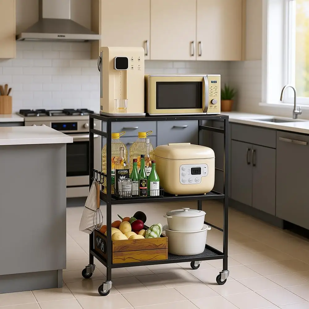 Трехъярусная кухонная тележка с регулируемыми полками – тележка для хранения микроволновой печи и универсальный передвижной органайзер, на промышленных колесах, для небольших помещений
Трехъярусная кухонная тележка с регулируемыми полками – тележка для хранения микроволновой печи и универсальный передвижной органайзер, на промышленных колесах, для небольших помещений