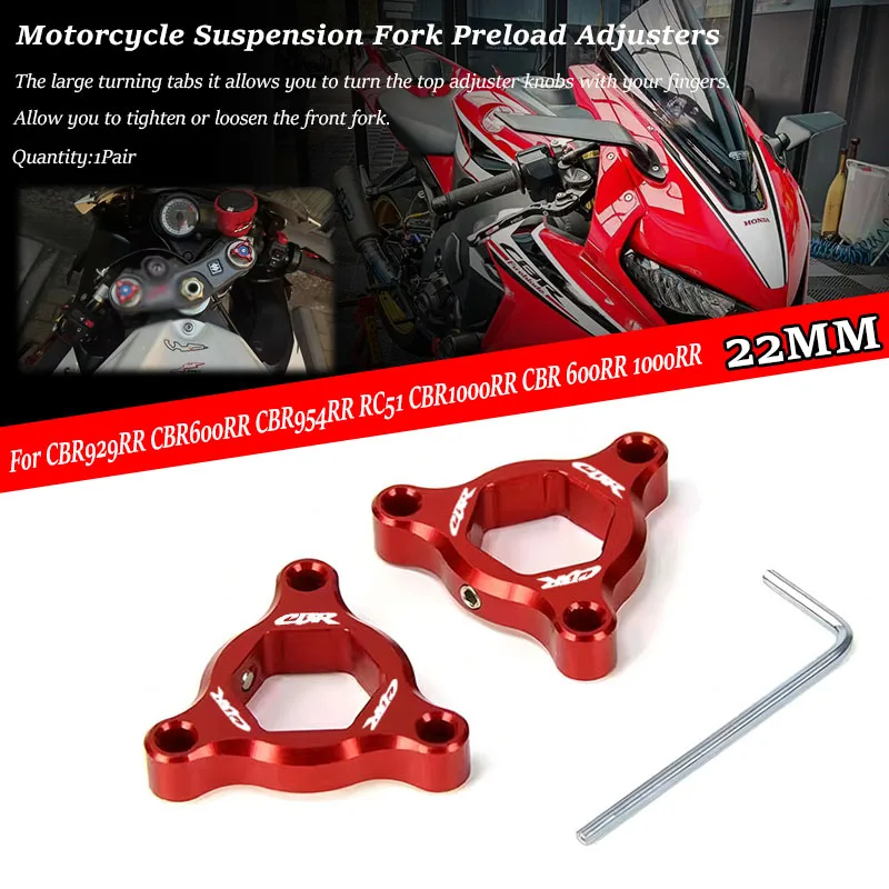 Motorcycle 22mm CNC Suspension Fork Preload Adjusters Fit For CBR929RR CBR600RR CBR954RR RC51 CBR1000RR CBR 600RR 1000RR
Motorcycle 22mm CNC Suspension Fork Preload Adjusters Fit For CBR929RR CBR600RR CBR954RR RC51 CBR1000RR CBR 600RR 1000RR
