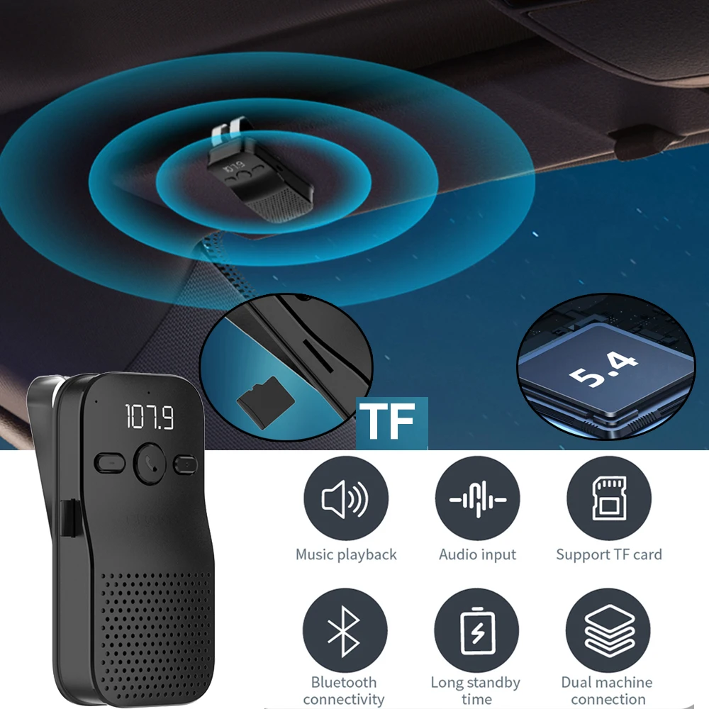 Bluetooth 5.4 Handsfree Car Kit HIFI Speaker 2W Wireless Audio Receiver MP3 Music Player Noise Cancelling Sun Visor Clip
Bluetooth 5.4 Handsfree Car Kit HIFI Speaker 2W Wireless Audio Receiver MP3 Music Player Noise Cancelling Sun Visor Clip