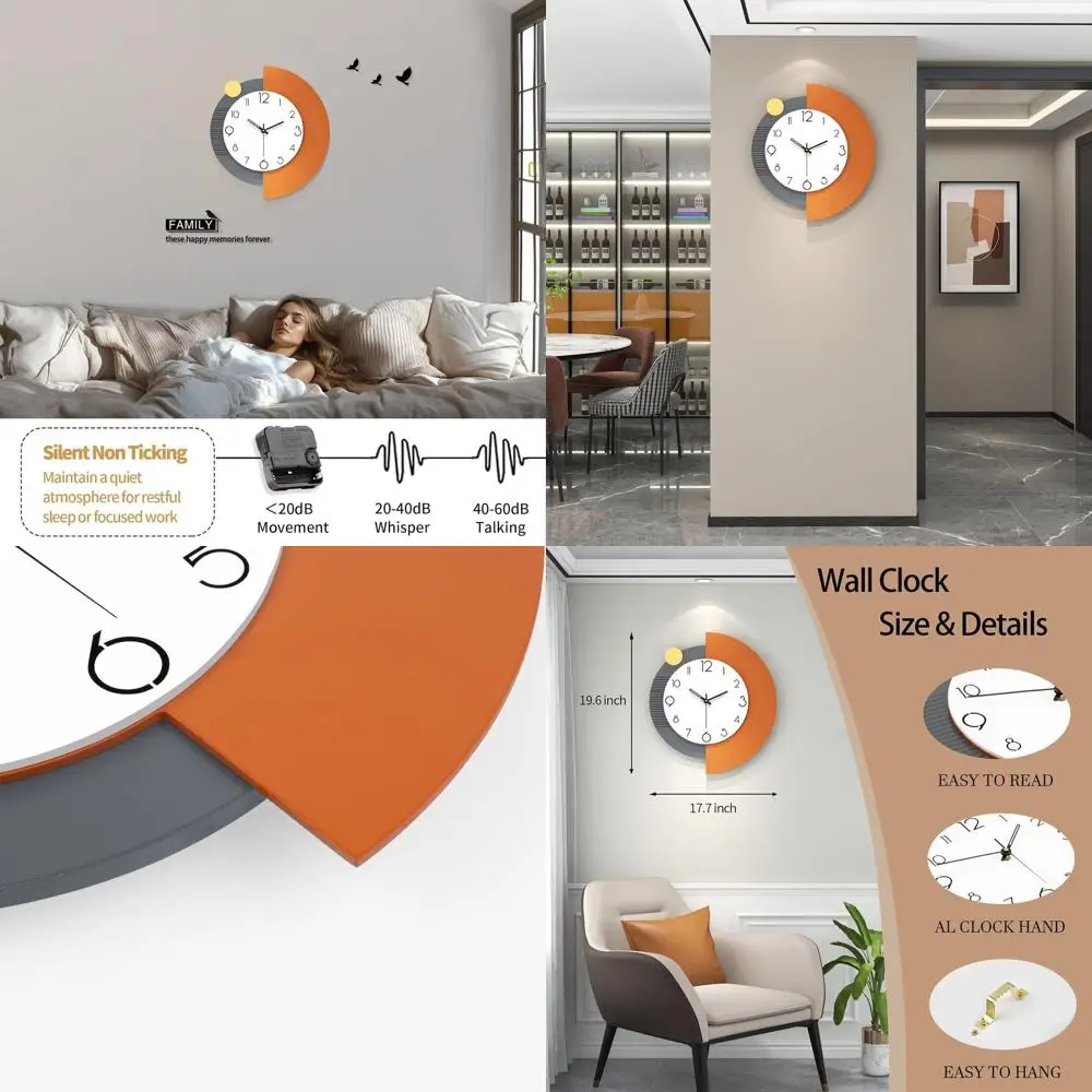 Silent Quartz Wall Clock, Battery-Powered, 18x20, Stylish Home Decor for Living Room, Kitchen, Bathroom, Bedroom
Silent Quartz Wall Clock, Battery-Powered, 18x20, Stylish Home Decor for Living Room, Kitchen, Bathroom, Bedroom