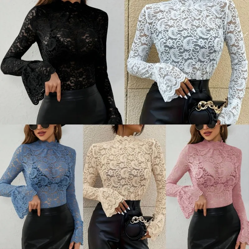 Sexy Transparent Long Sleeve Top Women 2025 Fashion Autumn Winter Basic Lace Blouses White Black Hollow Blusas Mujer Oversized
Sexy Transparent Long Sleeve Top Women 2025 Fashion Autumn Winter Basic Lace Blouses White Black Hollow Blusas Mujer Oversized