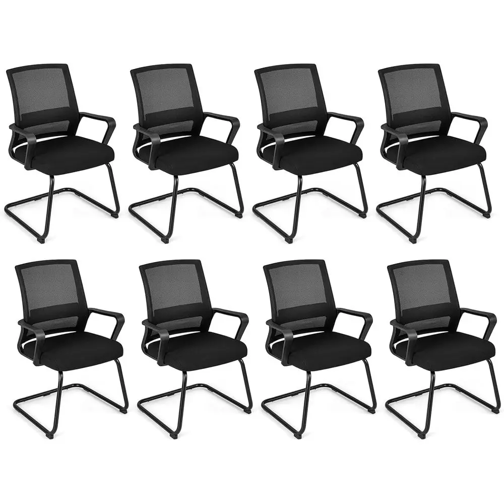 8 Ergonomic Office Chairs with Mesh Back, Lumbar Support, Armrests, and Sled Base for Conference and Waiting Rooms in Black
8 Ergonomic Office Chairs with Mesh Back, Lumbar Support, Armrests, and Sled Base for Conference and Waiting Rooms in Black