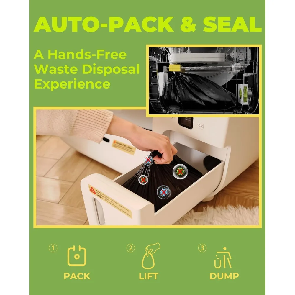 Настоящий самоочищающийся и упаковочный лоток без запаха, автоматический ящик для кошачьего туалета с самоупаковкой и системой заправки
Настоящий самоочищающийся и упаковочный лоток без запаха, автоматический ящик для кошачьего туалета с самоупаковкой и системой заправки